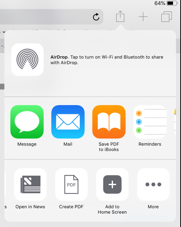 Open share sheet in Safari